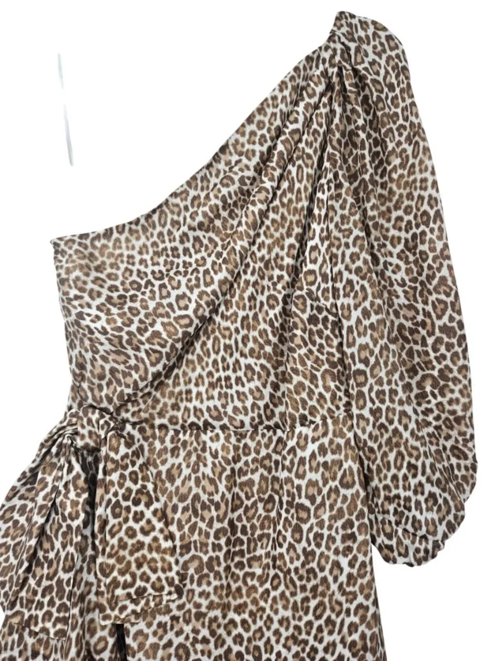 J. Crew One Shoulder Ruffle Hem Maxi Dress In Leopard Women's Size 2 NEW Preppy